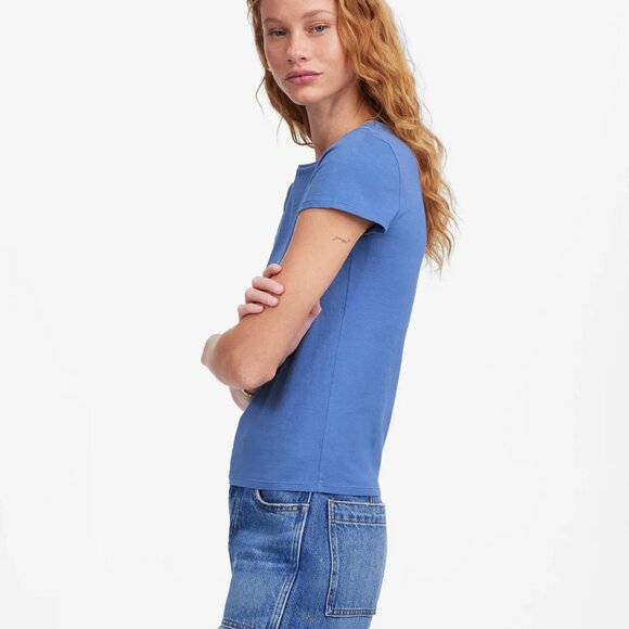 NWT Madewell Essential Slim Tee in Lightweight Cotton Size XS, delphinium blue - Picture 5 of 6